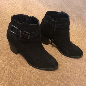 Express booties, worn, silver hardware
